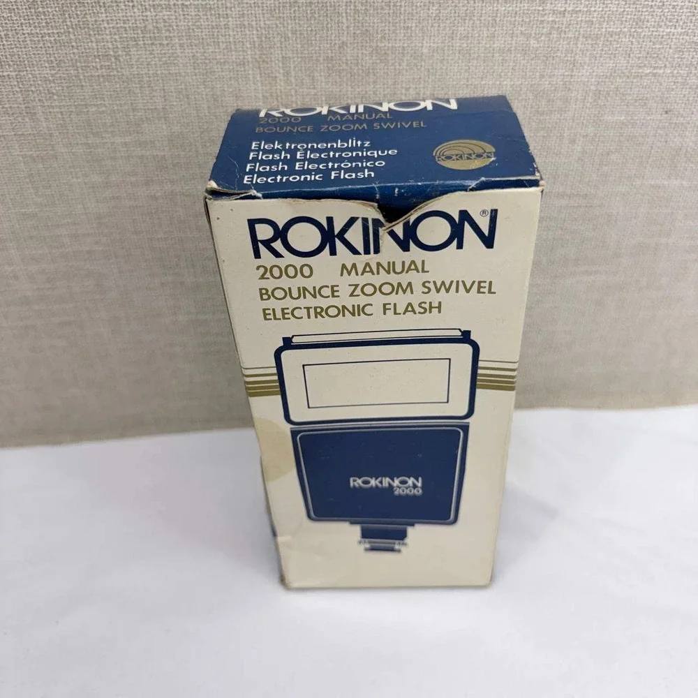 Rokinon 2000 Manual Bounce Zoom Swivel Electronic Flash with Box Vintage Black